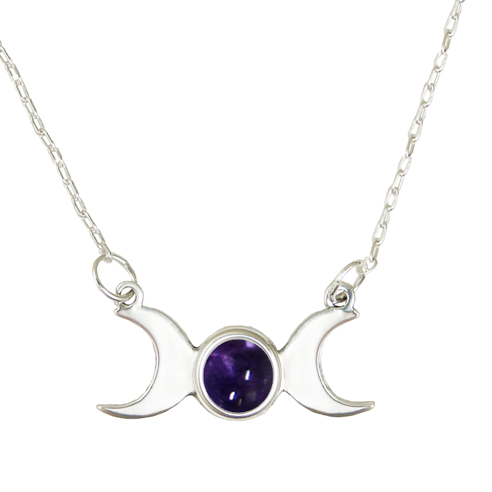 Sterling Silver Moon Phases Necklace With Iolite